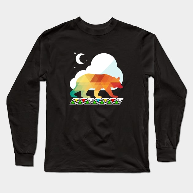 Bear walking in the night Long Sleeve T-Shirt by KerzoArt